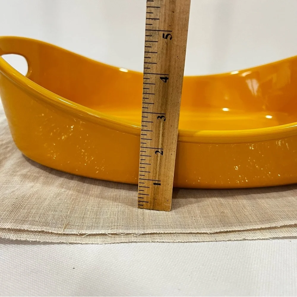 Rachel Ray 4 Quart Oval Baker Dish Yellow Mustard Stoneware Glazed Glassy